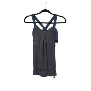 Lululemon Rest Less Tank Women's Size 2/4 Gray Blue Heather Inkwell Athletic Top